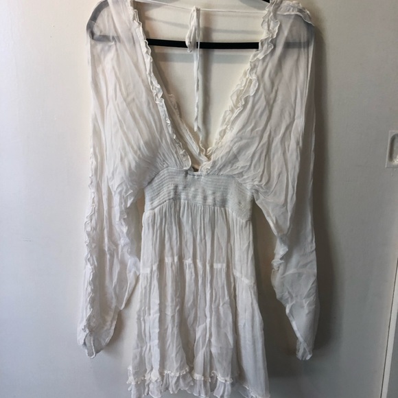 Flowy White Mini Dress Size Small - Picture 2 of 5